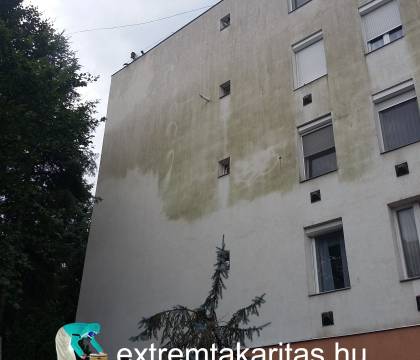 Homlokzat tisztítás közben